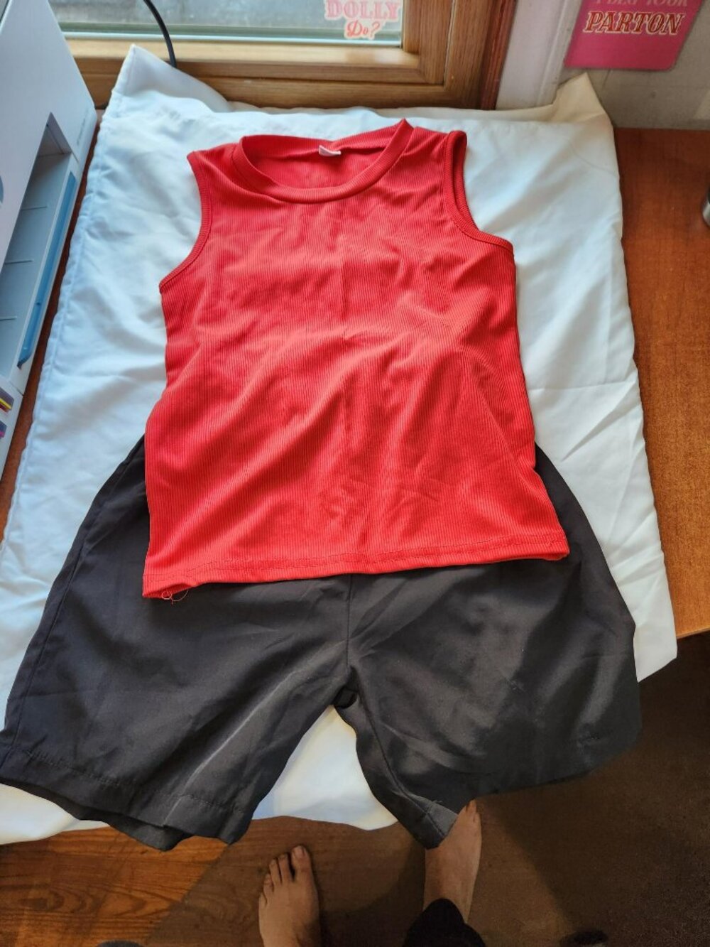 Girls 2 Piece Outfit Set 7-8T Ribbed Tank & Paperbag Waist Shorts